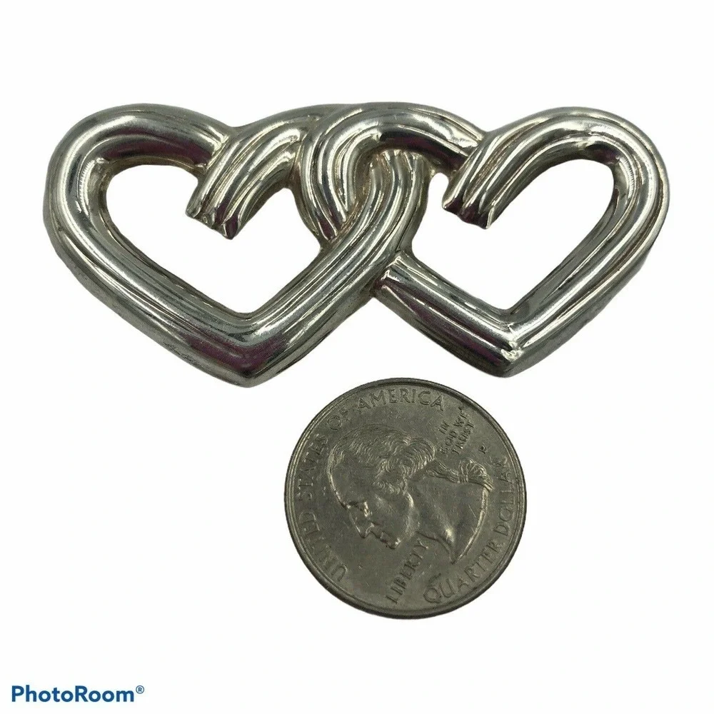 Sterling Silver MEXICO TAXCO Hearts Brooch - Picture 6 of 9